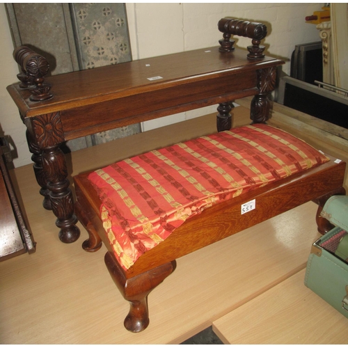 553 - Early 20th Century oak carved hall bench with box seat and moulded handles, together with an early 2... 