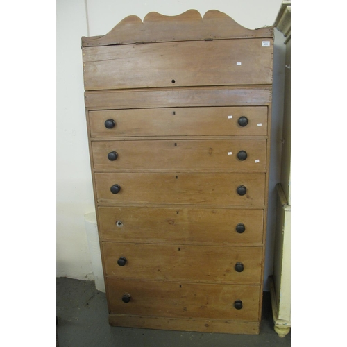 496 - Victorian pine tallboy type chest of six drawers with turned ebonized handles 
102 x 47 x 192 cm App... 