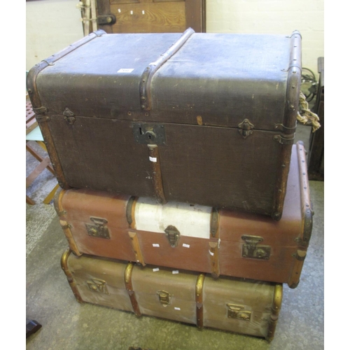 532 - Three similar cane bound steamer trunks.
(B.P. 24% incl. VAT)