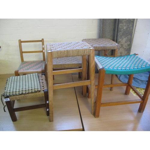 540 - Group of five cord seated stools and a similar child's chair. (6)
(B.P. 24% incl. VAT)