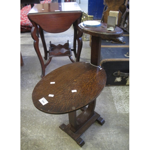 544 - 1930s stained oak smokers stand occasional table with ceramic ash tray and match holder.
(B.P. 24% i... 