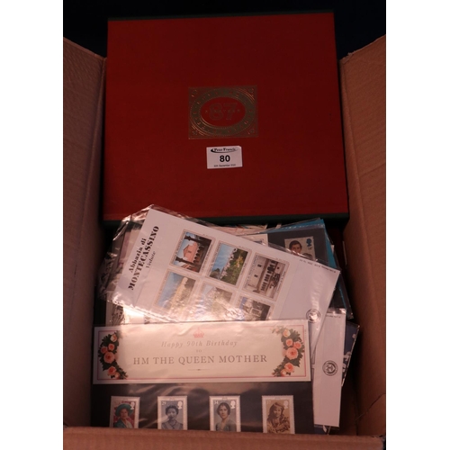 80 - Box of all world stamps in album stockbooks and variuos packets and GB 1987 year book.
(B.P. 21% + V... 