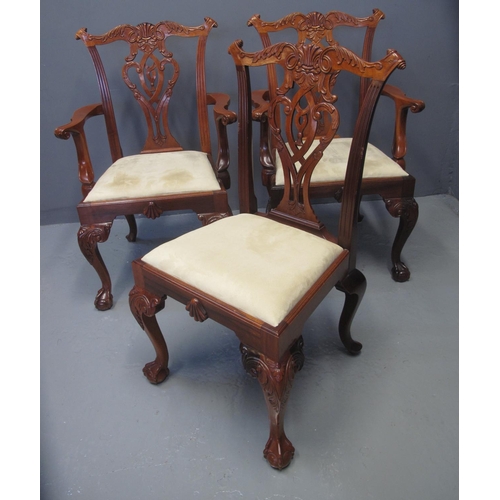 71 - SET OF EIGHT 18TH CENTURY STYLE MAHOGANY CHIPPENDALE STYLE CHAIRS all with upholstered drop in seats... 