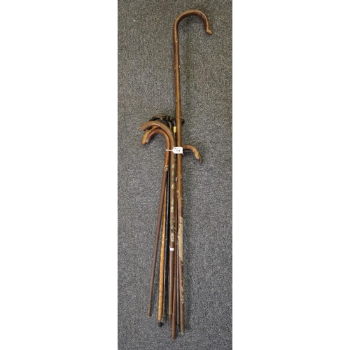 115 - Shepherd's crook and an assortment of various walking sticks.
(B.P. 21% + VAT)