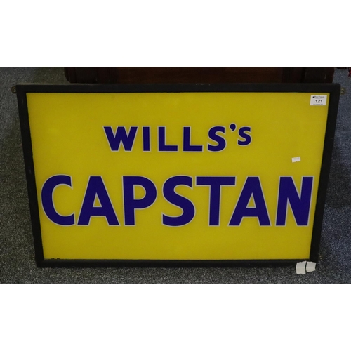 121 - Advertising sign 'Will's Capstan',  printed on glass, 48 x 73cm approx, within a frame.
(B.P. 21% + ... 