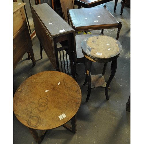 519 - Collection of furniture to include; Edwardian Sutherland table, oak occasional table, jardiniere and... 