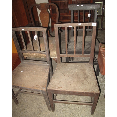 565 - Three 19th Century Welsh oak stick back farmhouse chairs, together with a walnut Queen Anne style op... 