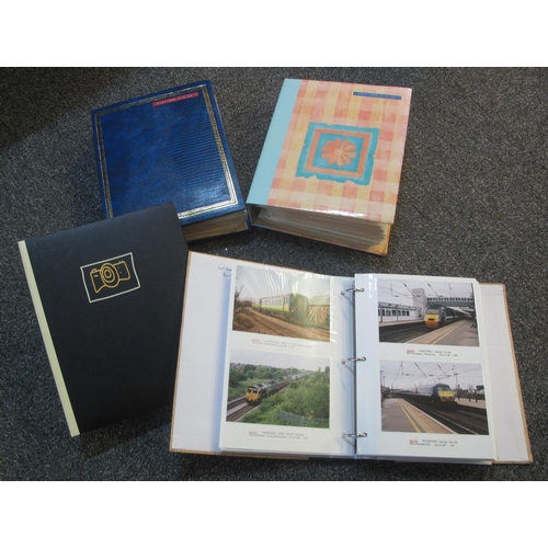 63 - Four albums of postcard size photos of modern trains and stations, also includes tickets and timetab... 