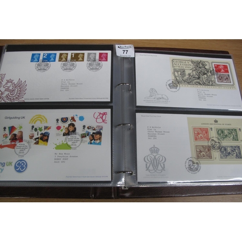 77 - Great Britain stamp collection of first day covers in Royal Mail album 2002 to 2020 period. Commemor... 