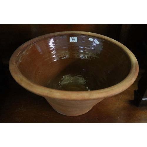 90 - Traditional Welsh earthenware cream pan or crochan. 48cm diameter approx.
(B.P. 21% + VAT)