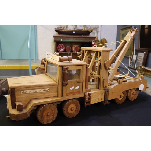 104 - Large  handmade hardwood working model of an eight wheeled Wrecker Truck, 'Myfanwy Pride of Hakin'. ... 