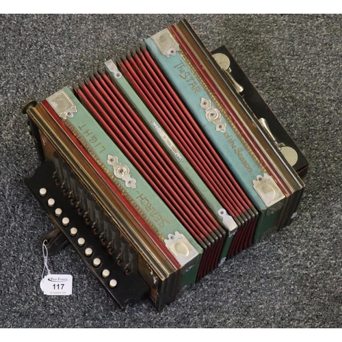 117 - Searchlight Made in Saxony 'The Star, the season' squeeze box. 
(B.P. 21% + VAT)