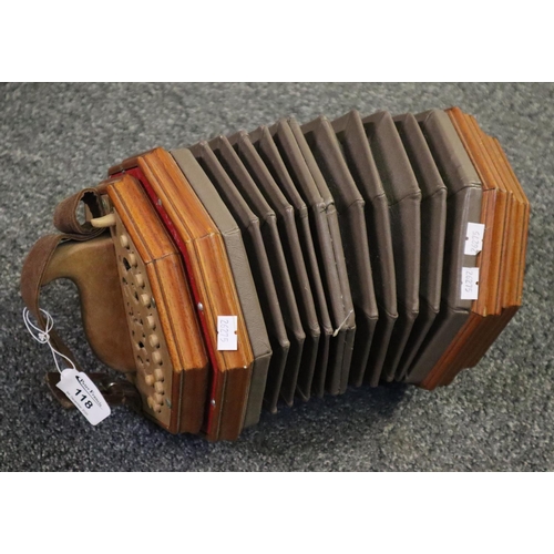 118 - Home made wooden squeeze box with leather bellows.
(B.P. 21% + VAT)