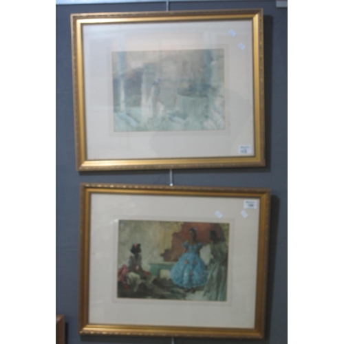 158 - After Sir William Russell Flint, two coloured prints, women in interiors, signed in the plate. Each ... 