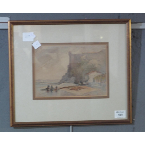 161 - L' Arener (20th Century), 'Cannes', a beach scene. 17.5 x 24cm approx, framed and glazed.
(B.P. 21% ... 