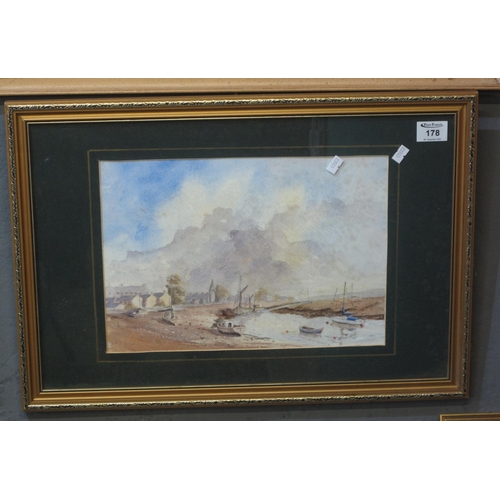 178 - W.D Ross, estuary scene, signed, watercoluors. 26 x 36cm approx. Framed and glazed.
(B.P. 21% + VAT)