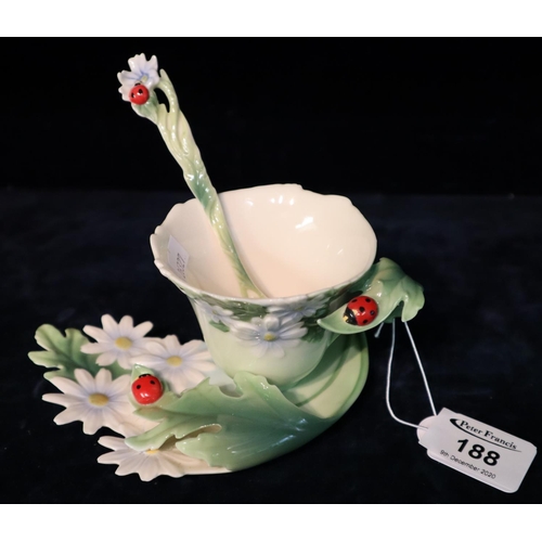 188 - Franz porcelain Ladybug cup and saucer in original box.
(B.P. 21% + VAT)