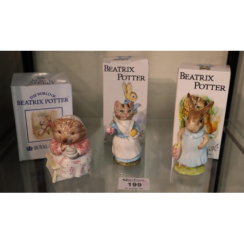 199 - Two John Beswick Beatrix Potter figurines to include; Mrs Floppy Bunny and Tabatha Twitchit, togethe... 