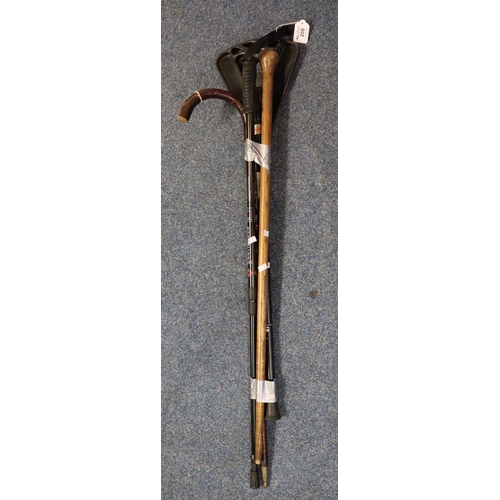 205 - Bundle of walking sticks, walking pole and shooting stick.
(B.P. 21% + VAT)