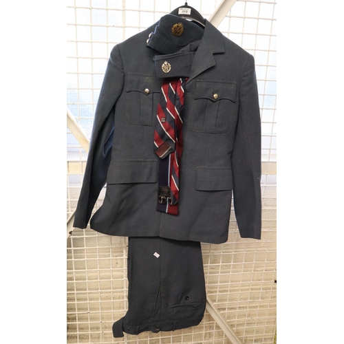 212 - RAF no.1 dress uniform, jacket and trousers with tie, two forage caps and webbing belt. 
(B.P. 21% +... 