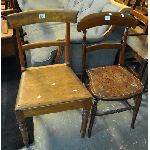 517 - 19th Century mahogany Trafalgar backed dining chair, together with a late Victorian bedroom chair. (... 