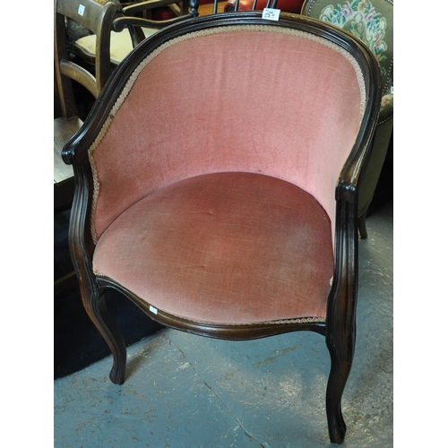 525 - 20th Century French style upholstered tub type side chair with stained show frame.
(B.P. 21% + VAT)