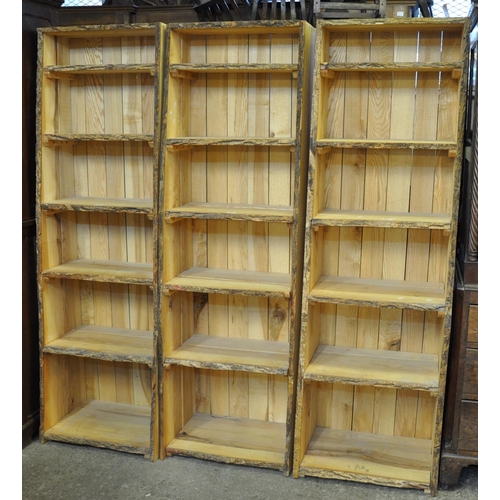 537 - Three similar rustic pine graduated open bookcases. (3)
(B.P. 21% + VAT)