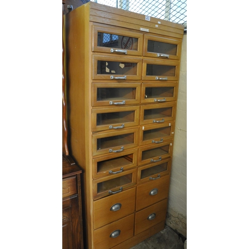 542 - Early 20th Century haberdashery shop fitters display cabinet with plaque for 'J.C. King Ltd, Shop fi... 