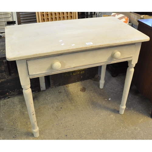 545 - Small painted pine single drawer side table on turned tapering legs.
(B.P. 21% + VAT)