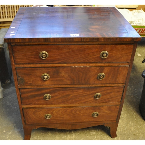 548 - Small Regency style mahogany straight front chest of four drawers on splay legs. 
(B.P. 21% + VAT)