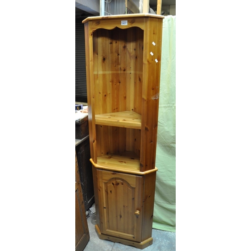 565 - Collection of pine furniture to include; twin section wardrobe, corner unit, TV unit, corner cupboar... 