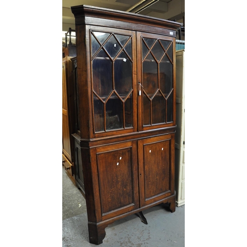 567 - Victorian oak astragal glazed corner cabinet.
(B.P. 21% + VAT)