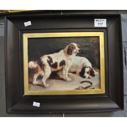 117 - British School (19th Century), study of two spaniels, oils on canvas. Framed. 
(B.P. 21% + VAT)