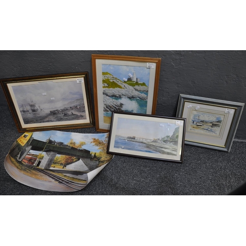 121 - Group of Swansea interest, two to include by Gareth C Thomas furnishing pictures, various, framed an... 