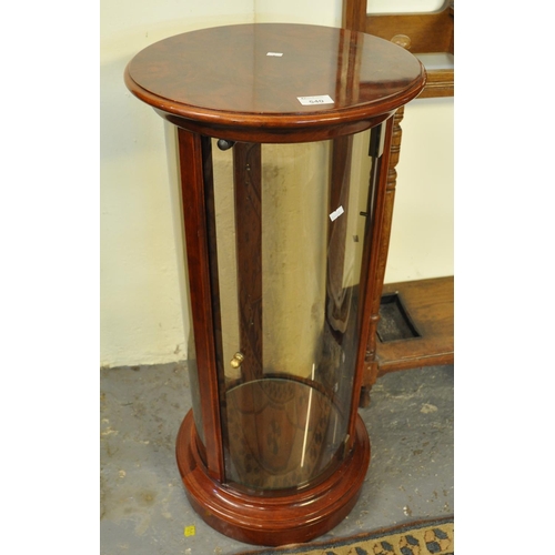 540 - Modern walnut finish cylinder glazed display cabinet with glass shelves. 
(B.P. 21% + VAT)