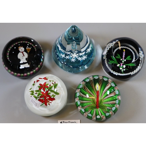 20 - Collection of Caithness and Perthshire glass Christmas paperweights to include 'Christmas Candle', '... 