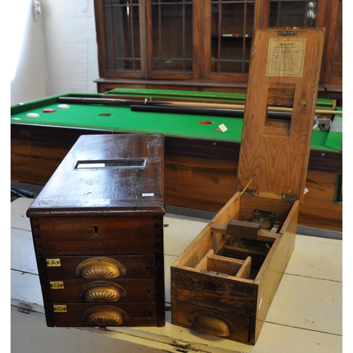 557 - Unusual early 20th Century mahogany Gledhill & Sons three drawer shop till, together with a smaller ... 