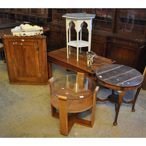 576 - Collection of assorted furniture to include; a painted Edwardian hexagonal Islamic design occasional... 