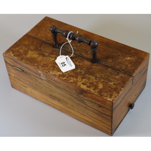 85 - 19th century rosewood travelling desk stand with central carrying handle and various compartments.
(... 