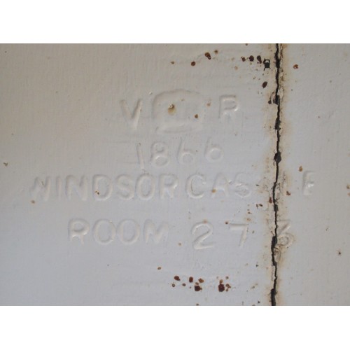 564 - Unusual painted 19th Century drop leaf table, the under side with impressed marks for Windsor Castle... 