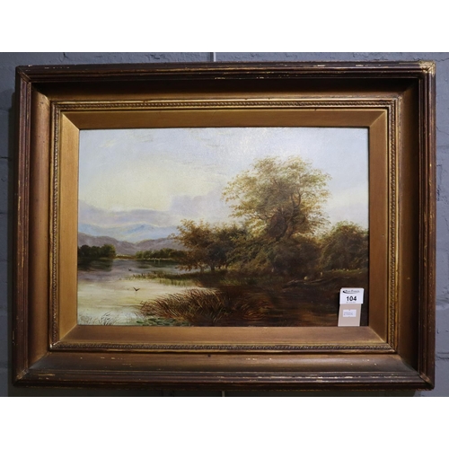 104 - British School (early 20th Century), river scene, oils on canvas. 38 x 53cm approx, framed.
(B.P. 21... 