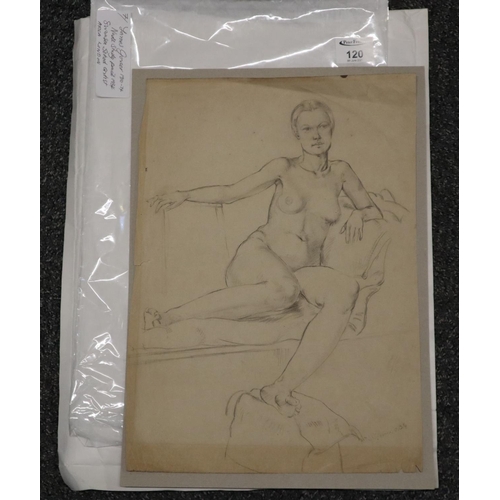 120 - James Henry Govier (Swansea 1910-1974), female nude study, signed and dated '34, 39 x 28cm approx. U... 