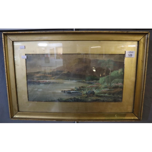 123 - Joseph Henderson (Scottish 1832-1908), loch scene, signed, watercolours. 21 x 40cm approx, framed an... 