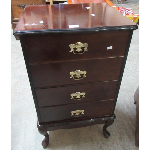 586 - Reproduction mahogany filing cabinet with hinged lid and dummy drawers on cab legs. 
(B.P. 21% + VAT... 