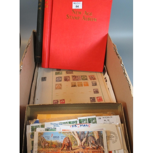 64 - Box with all world selection of mint and used in various albums and on pages, plus box of Australia ... 