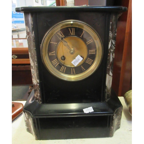 83 - Late Victorian slate and marble two train mantel clock.
(B.P. 21% + VAT)