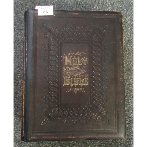 86 - Large leather bound illustrated Holy Bible 'Brown's Self-Interpreting Family Bible, containing the o... 