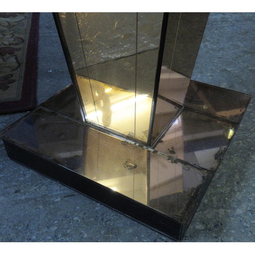 497 - Art Deco mirrored octagonal lamp or cocktail table on tapering pedestal and square base. 
(B.P. 21% ... 