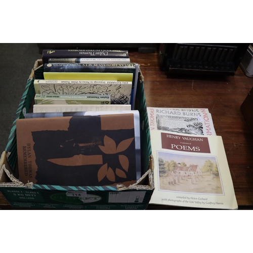 114 - Box of assorted Dylan Thomas books to include; 'A New Life, the notebooks of Dylan Thomas', 'Dylan T... 