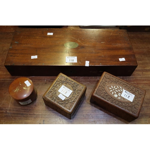 118 - 19th Century mahogany box marked AMD Resection instruments, together with three other boxes, two of ... 